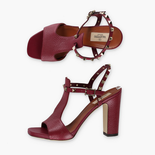 VALENTINO Rockstud Ankle Strap Italy Made Sandal Heels (38.5)