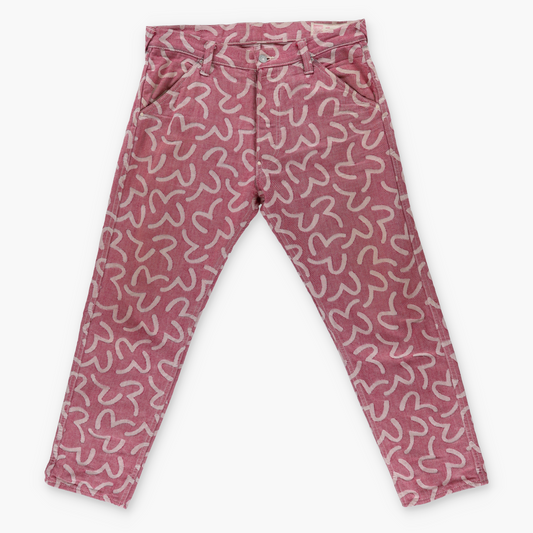 EVISU All Over Logo Print Pink & White Japan Made Jeans (34)