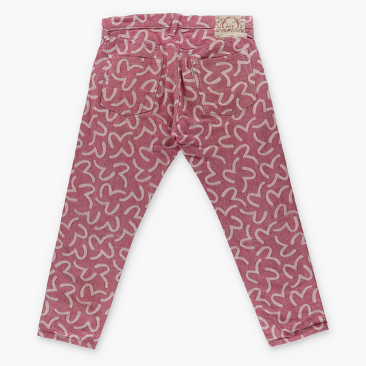 EVISU All Over Logo Print Pink & White Japan Made Jeans (34)