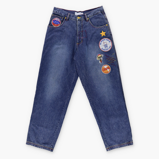FUBU Harlem Globetrotters Embroidered Patch Basketball Jeans (32)