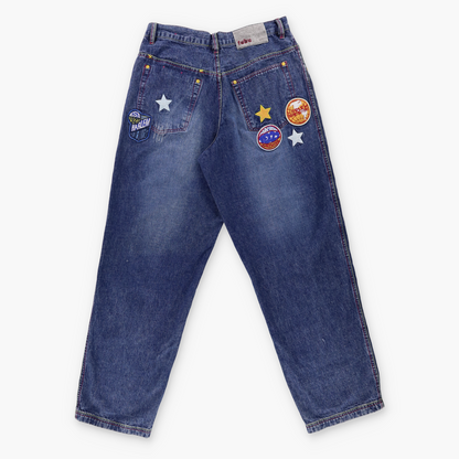 FUBU Harlem Globetrotters Embroidered Patch Basketball Jeans (32)