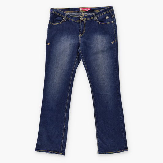 APPLE BOTTOMS Y2K Embellished Embroidered Dark Wash Jeans (13/14)