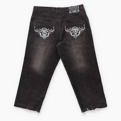 SOUTH POLE Y2K Embroidered Distressed Grunge Black Faded Jeans (40)