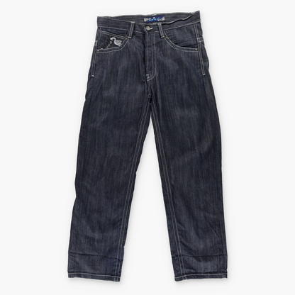 RAW BLUE Y2K Embroidered Sneaker Lace Dark Wash Jeans (34x32)
