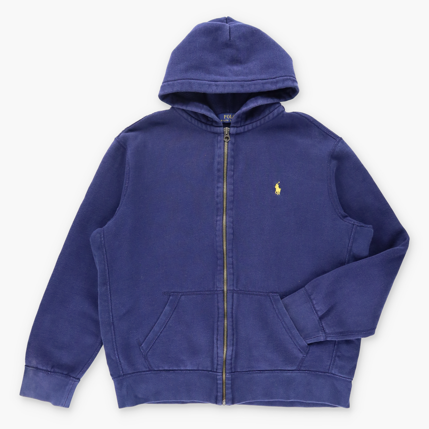 Vintage POLO RALPH LAUREN Embroidered Navy & Gold Zip Up Hooded Sweatshirt (XL) *Aubs Vintage Sole Melbourne