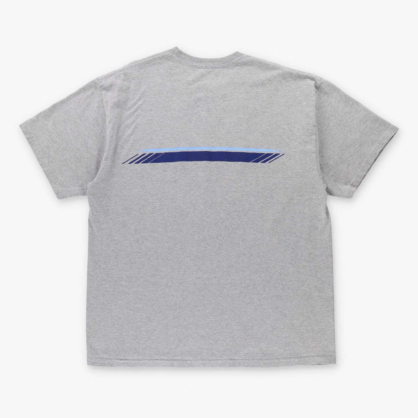Vintage NIKE Y2K Swoosh Grey & Blue Stripe T-Shirt (XL)  *Aubs Vintage Sole Melbourne