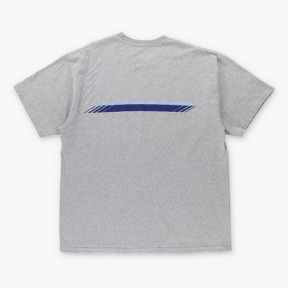 Vintage NIKE Y2K Swoosh Grey & Blue Stripe T-Shirt (XL)  *Aubs Vintage Sole Melbourne