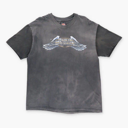 Vintage HARLEY DAVIDSON Y2K Wings Faded Grey USA Made Motorcycle T-Shirt (XL) *Aubs Vintage Sole Melbourne