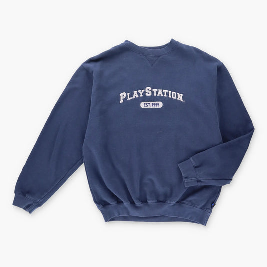 Vintage PLAYSTATION Embroidered Navy & White Sweatshirt (M) *Aubs Vintage Sole Melbourne