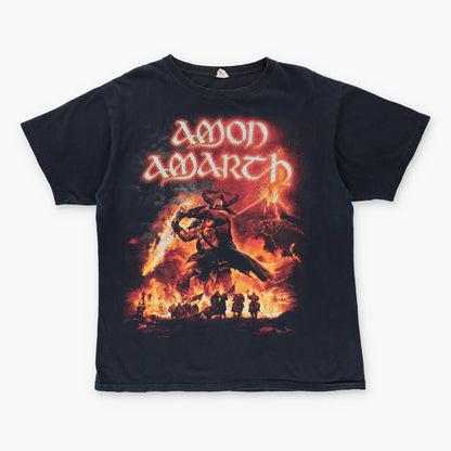 AMON AMARTH 'Surtur Rising' Fire Gladiator USA Tour Death Metal Band T Shirt (L) - Vintage Sole Melbourne