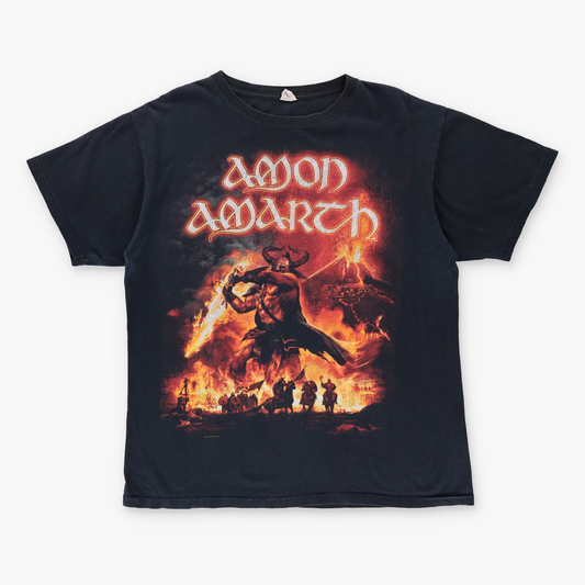 AMON AMARTH 'Surtur Rising' Fire Gladiator USA Tour Death Metal Band T Shirt (L)