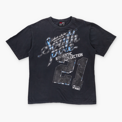 SOUTH POLE Y2K Plaid Logo Grunge 'Authentic Collection' Faded Tee (XL)