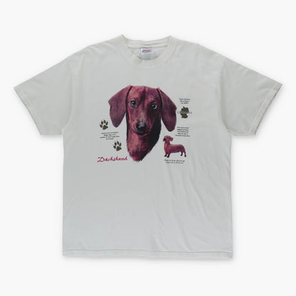 Vintage Dachshund Weiner Dog Paw Print Description White T Shirt (L) - Vintage Sole Melbourne