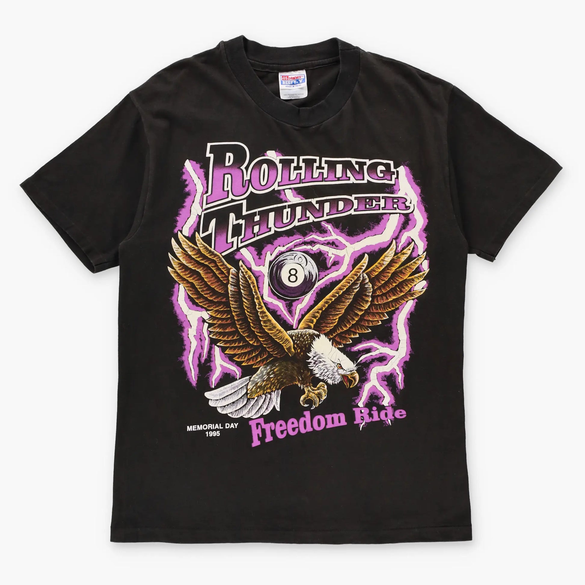 Vintage 1995 Double Sided "Rolling Thunder" Single Stitch Memorial Day T-Shirt USA Made (M) - Vintage Sole Melbourne