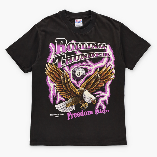 Vintage 1995 Double Sided "Rolling Thunder" Single Stitch Memorial Day T-Shirt USA Made (M)