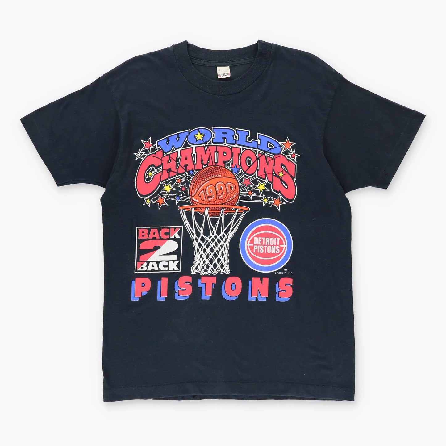 1990 PISTONS NBA Detroit Champions Single Stitch  USA Made T-Shirt (S-M) Vintage Sole Melbourne