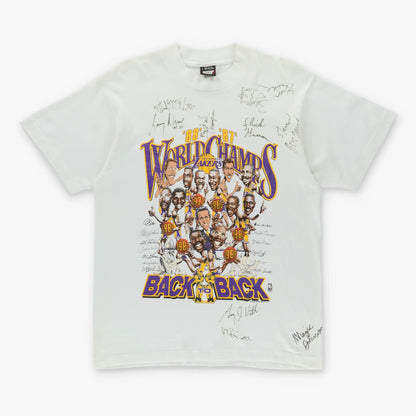 Vintage 80's LAKERS NBA Autograph Signed USA Made Single Stitch T-Shirt (S) Vintage Sole Melbourne
