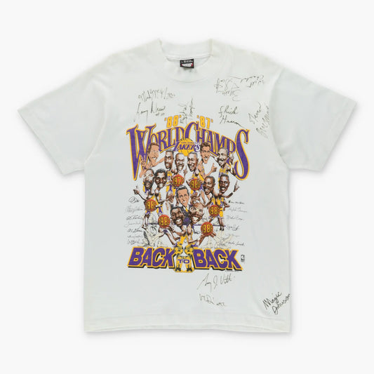 Vintage 80's LAKERS NBA Autograph Signed USA Made Single Stitch T-Shirt (S) Vintage Sole Melbourne