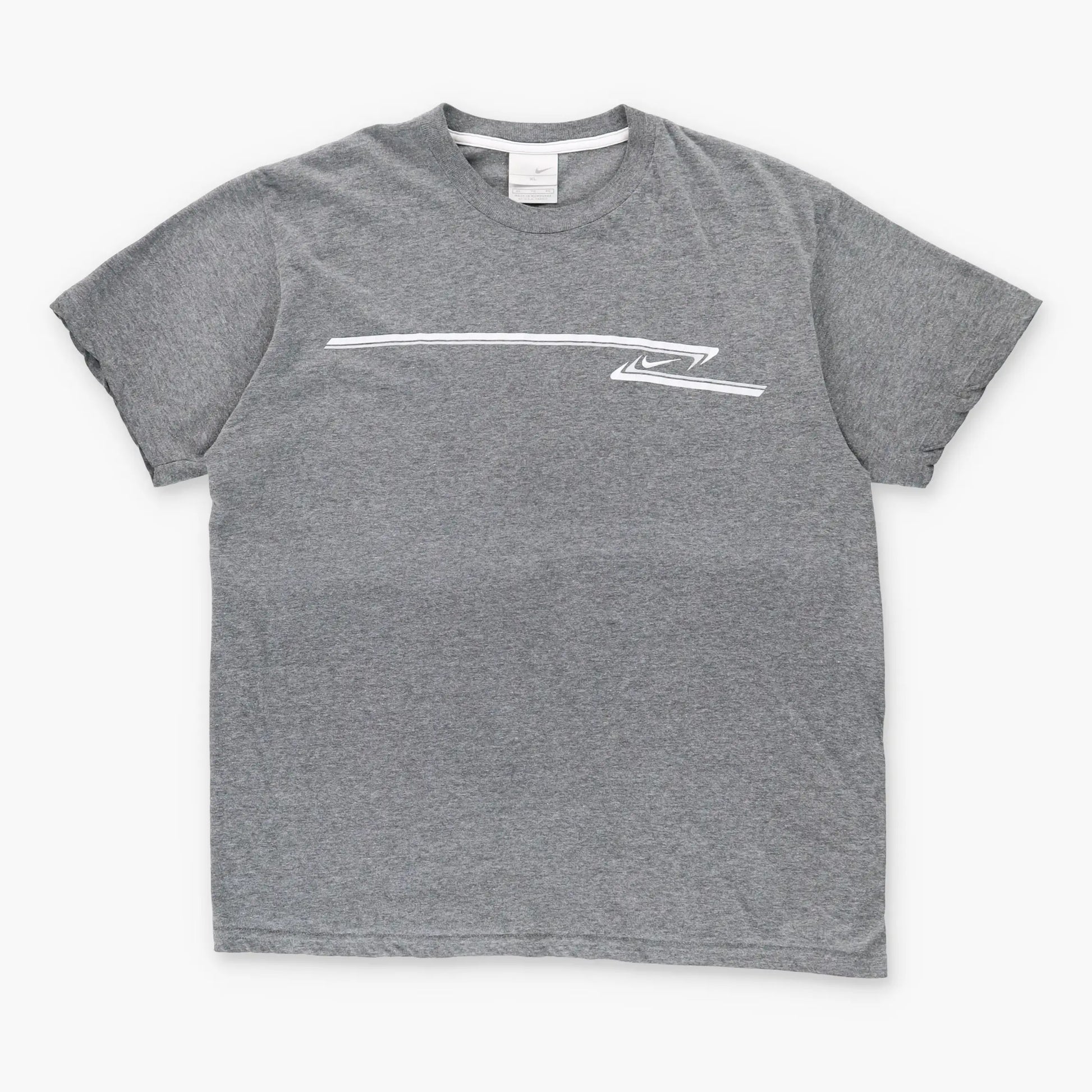 NIKE Dynamic Stripe Embroidered Swoosh Logo Dark Grey T-Shirt (XL) Vintage Sole Melbourne