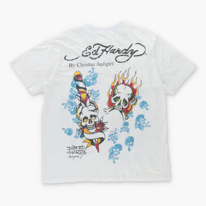 ED HARDY Y2K Christian Audigier Skull Front Back T-Shirt (L) Vintage Sole Melbourne