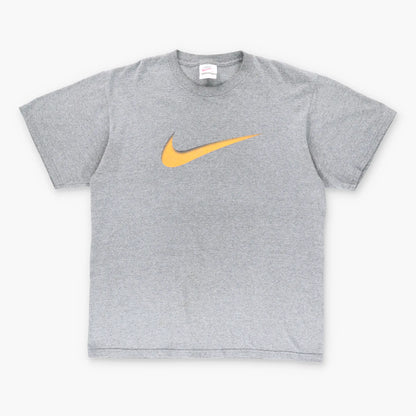 NIKE 3D Orange Swoosh Logo USA Made Grey T-Shirt  (L) Vintage Sole Melbourne