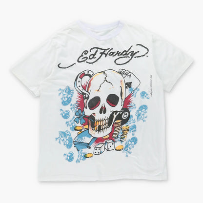 ED HARDY Y2K Christian Audigier Skull Front Back T-Shirt (L) Vintage Sole Melbourne