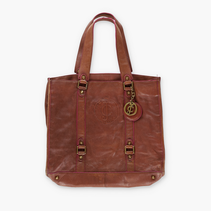 JUICY COUTURE Brown & Pink Leather Shopper Tote Bag