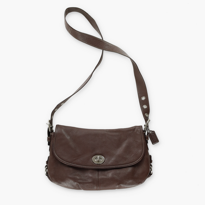 COACH Turnlock Flap F15170 Brown Leather Bag