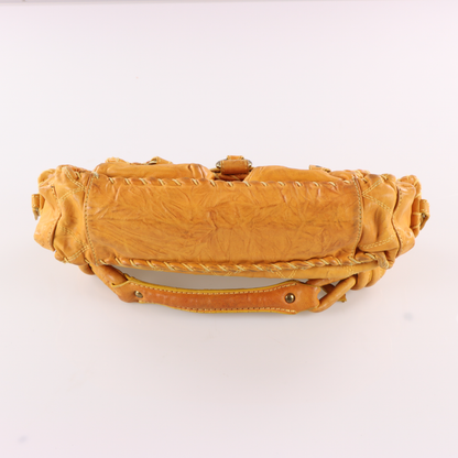 ISABELLA FIORE Quilted Whipstitch Y2K Yellow Leather Bag