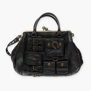 BETSEY JOHNSON 'Lotsa Luck' Black Leather Clasp Bag