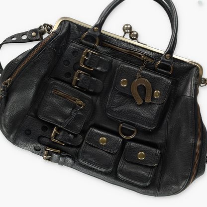 BETSEY JOHNSON 'Lotsa Luck' Black Leather Clasp Bag