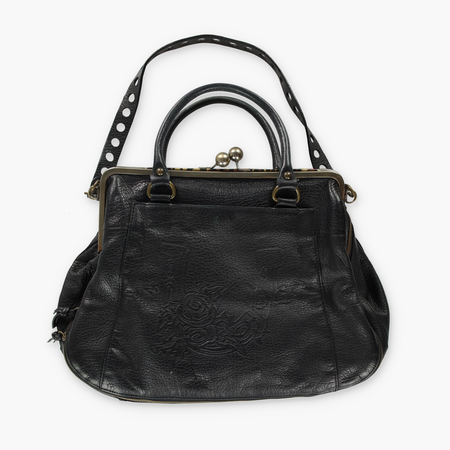 BETSEY JOHNSON 'Lotsa Luck' Black Leather Clasp Bag