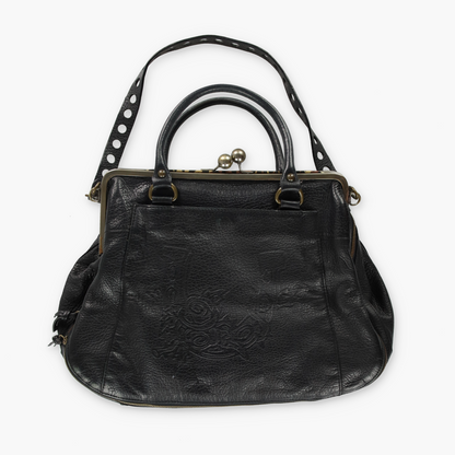 BETSEY JOHNSON 'Lotsa Luck' Black Leather Clasp Bag