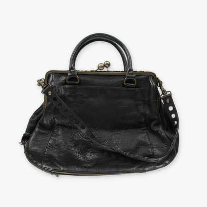BETSEY JOHNSON 'Lotsa Luck' Black Leather Clasp Bag