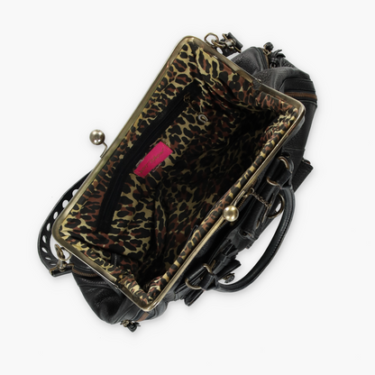 BETSEY JOHNSON 'Lotsa Luck' Black Leather Clasp Bag