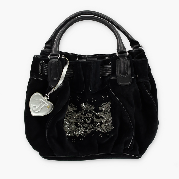 JUICY COUTURE Scottie Dog Daydreamer Black Velour Bag
