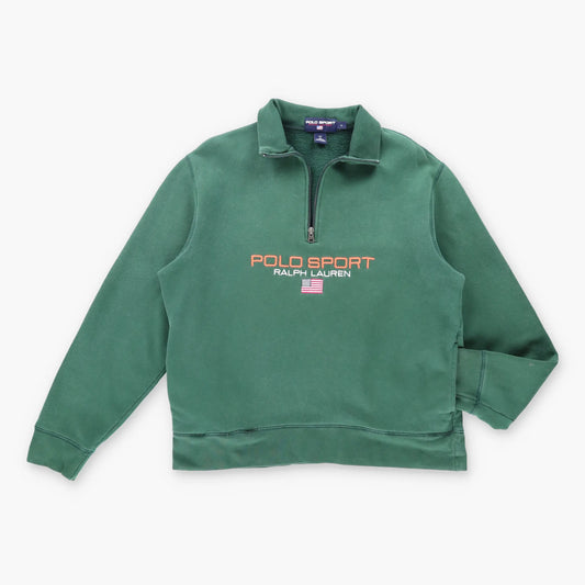 Vintage POLO RALPH LAUREN Sport Embroidered Green Quarter Zip Sweatshirt (L)