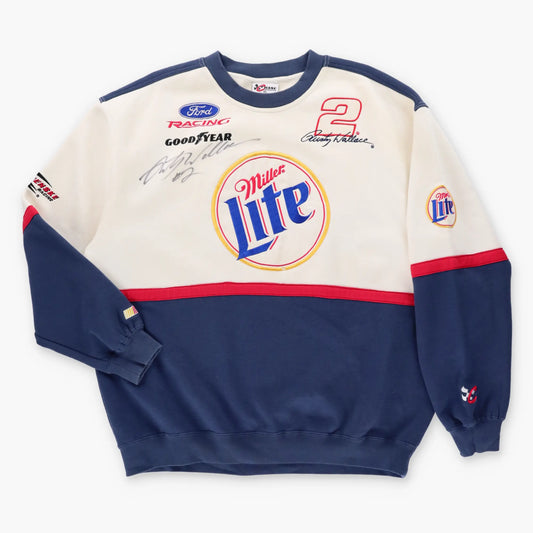Vintage Signed Rusty Wallace NASCAR Racing x Miller Lite Embroidered Patch CHASE AUTHENTICS Sweatshirt (XL-XXL) ***COCO Vintage Sole Melbourne