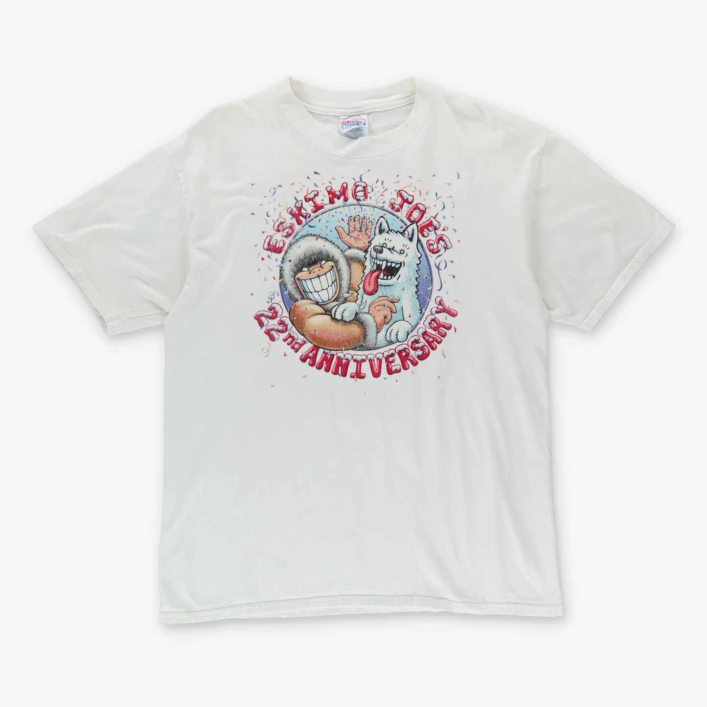 1997 ESKIMO JOE 22nd Anniversary Cartoon White Tee (L)