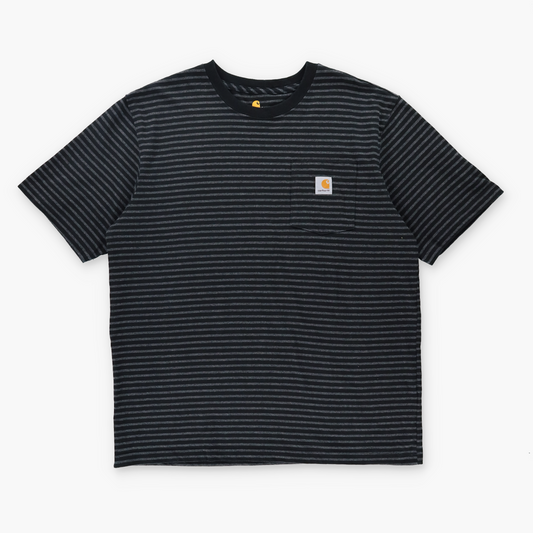 CARHARTT 'Original Fit' Black & Grey Striped Pocket Tee (L-XL)