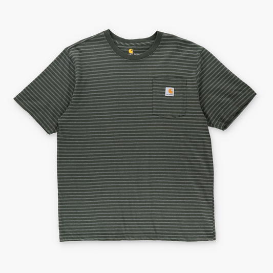 CARHARTT 'Original Fit' Green Stripe Pocket Tee (L-XL)
