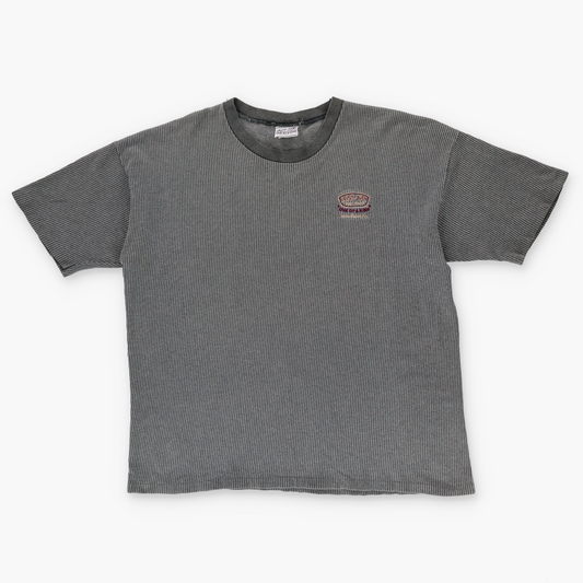 RON JON SURF SHOP Embroidered Corduroy Style Grey Stripe Tee (L)