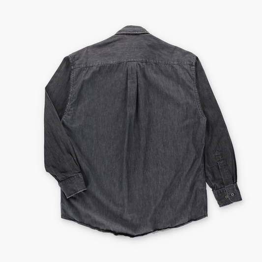 BURBERRY Plaid Lined Collar USA Made Dark Grey Button Down Shirt (L)