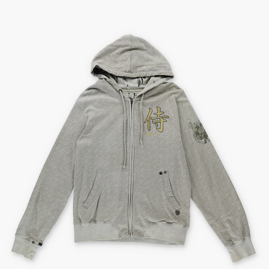 RINGSPUN Y2K Samurai Snake Graphic Embroidered Embellished Hooded Sweatshirt (S-M)