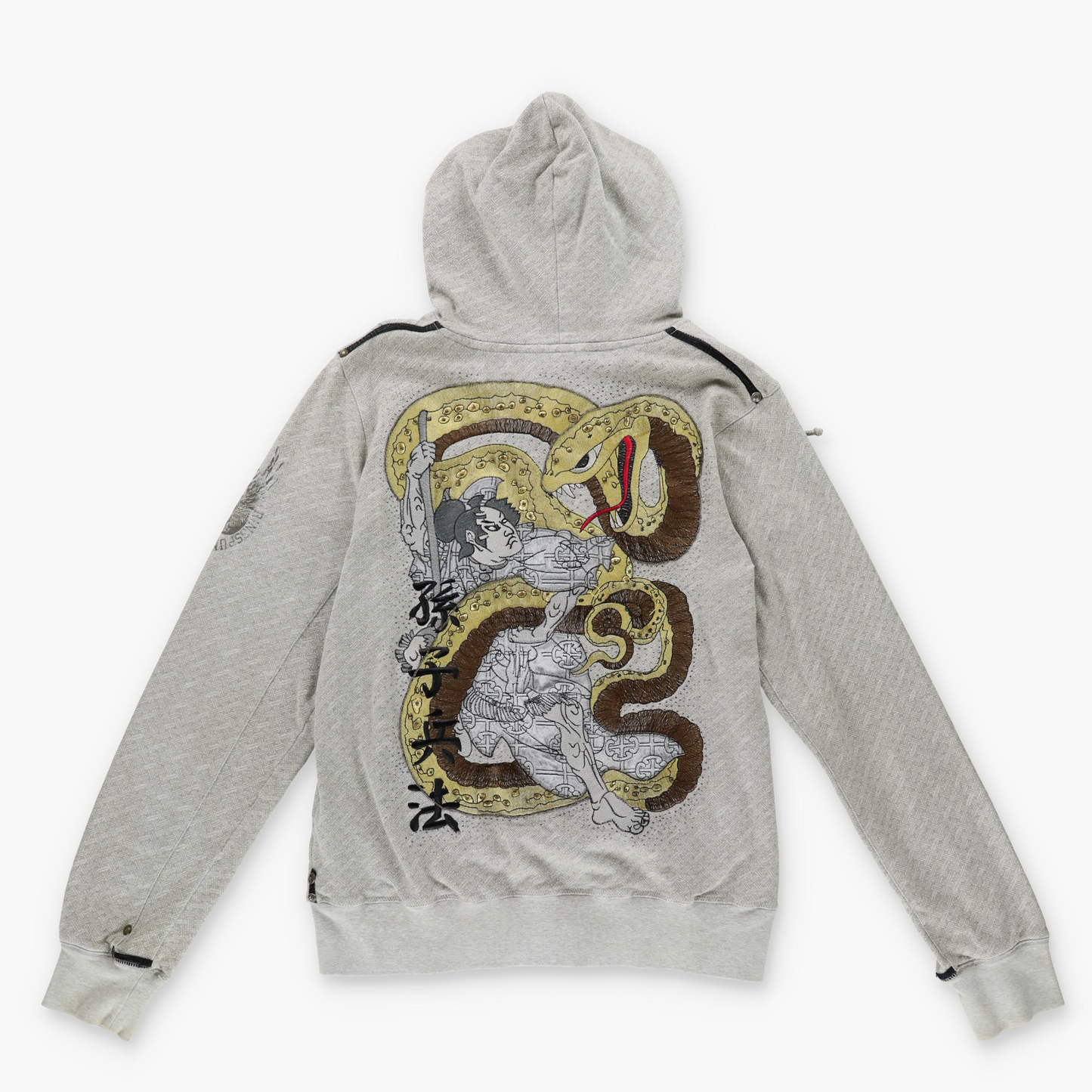 RINGSPUN Y2K Samurai Snake Graphic Embroidered Embellished Hooded Sweatshirt (S-M)