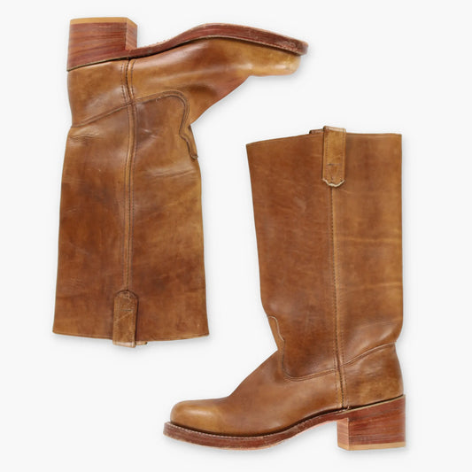 Vintage DOUBLE H 'The Banana Boot'  Frye Campus Style Tan Leather Boots (9D) *Aubs Vintage Sole Melbourne