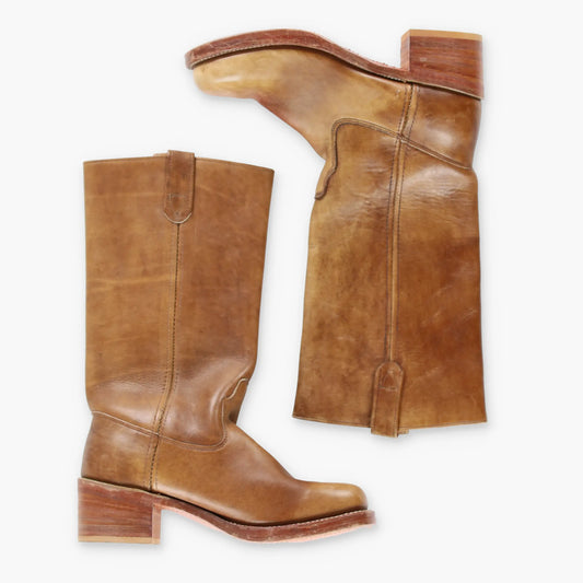 Vintage DOUBLE H 'The Banana Boot'  Frye Campus Style Tan Leather Boots (9D) *Aubs Vintage Sole Melbourne