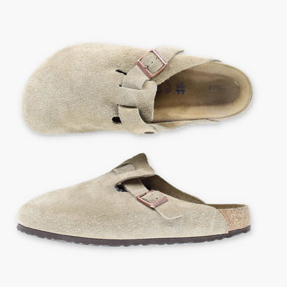 Vintage DR MARTENS Boston Suede Buckle Taupe & Rose Gold Clog Slipper Shoes (44) *Aubs Vintage Sole Melbourne