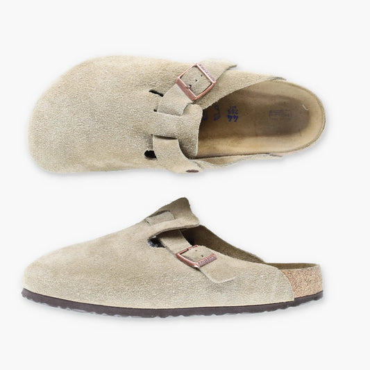 Vintage DR MARTENS Boston Suede Buckle Taupe & Rose Gold Clog Slipper Shoes (44) *Aubs Vintage Sole Melbourne