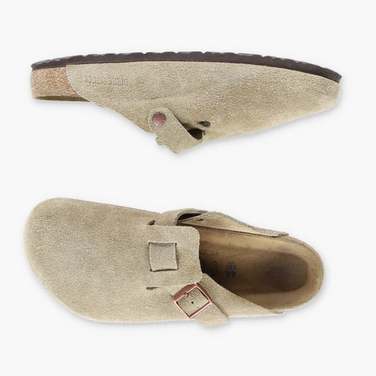 Vintage DR MARTENS Boston Suede Buckle Taupe & Rose Gold Clog Slipper Shoes (44) *Aubs Vintage Sole Melbourne